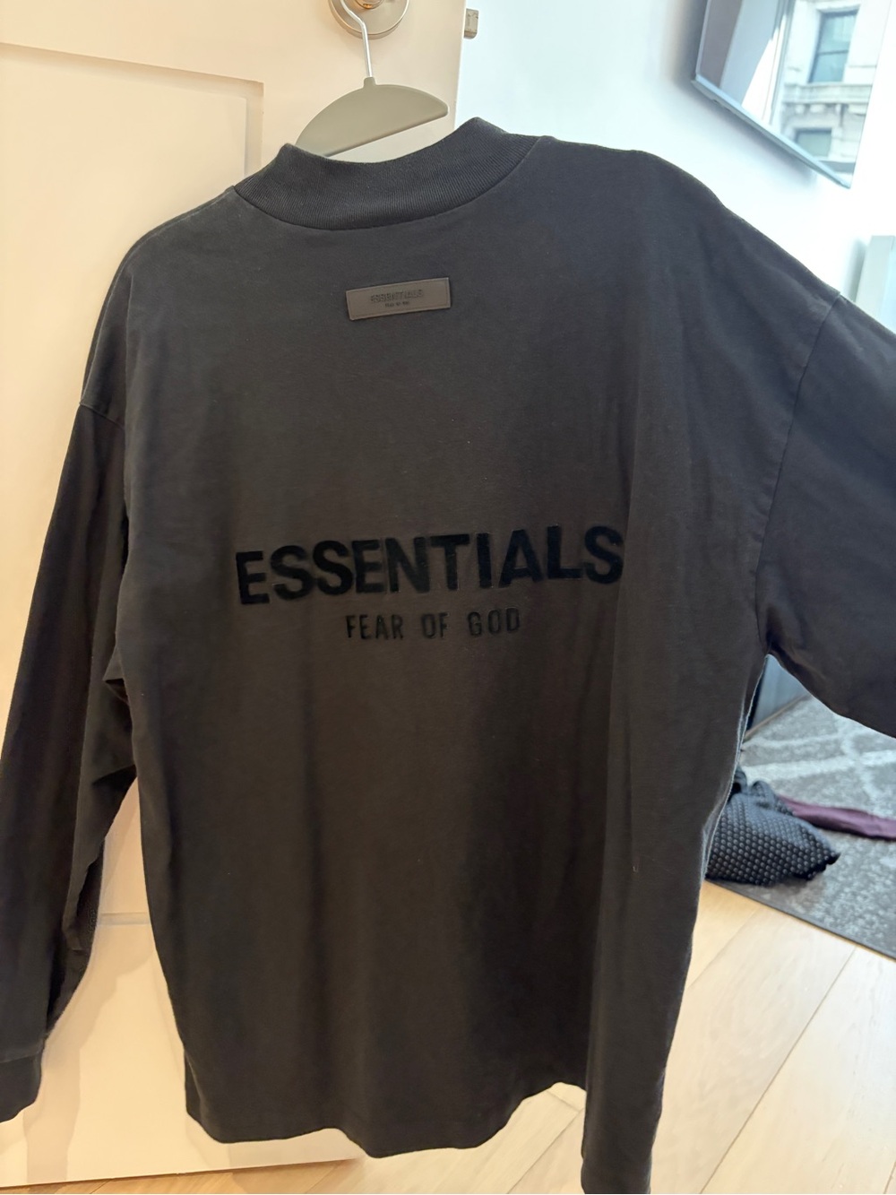 Essentials Fear of God Men's Black Long Sleeve Logo Tee